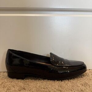 Clarks Unstructured Shoes Womens Size 8.5 Black Patent Loafers Flats Comfort